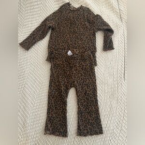 Old Navy Brown and Black Leopard Ribbed Kids Matching Set